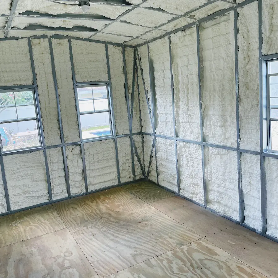 Closed-cell spray foam insulation applied to wall cavities in a residential project in Tillmans Corner